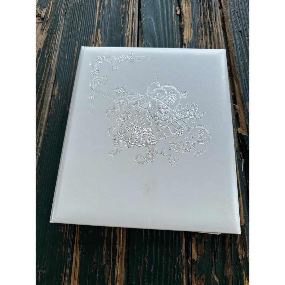 Hallmark Wedding Keepsake Photo Album Memory Mount White Embossed Floral Bells